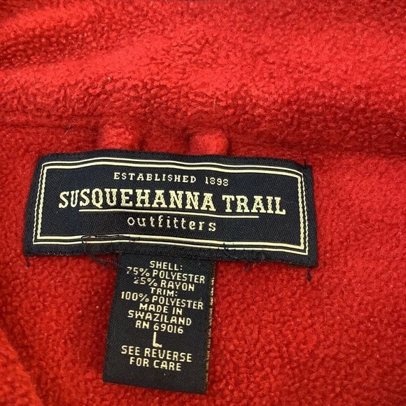 Susquehanna Trail Outfitters Red Black Fleece 1/4 Zip Pullover Mens Size Large - Picture 3 of 9